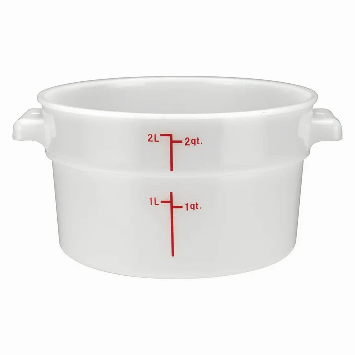 Winco 2 Qt Round Food Storage Container, White - PPRC-2W