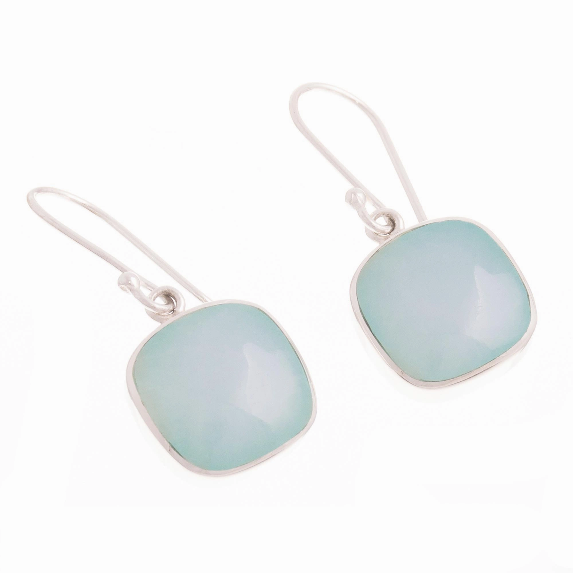 Window Sterling Silver Andean Dangle Earrings with Opal