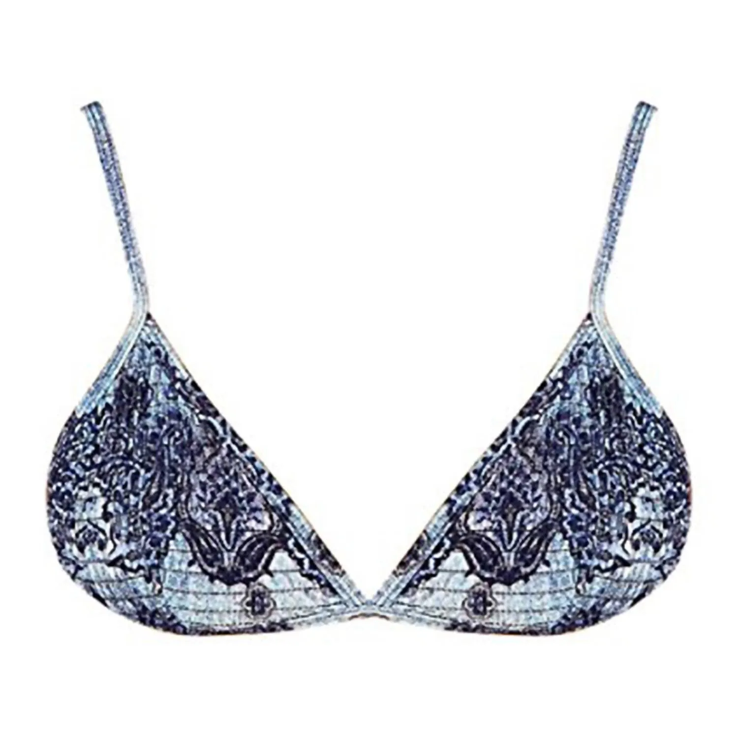 Women Open Eyes Ruched Bikini Top In Blue