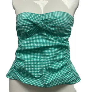 Women's Detachable Straps Gingham Swim Top In Green