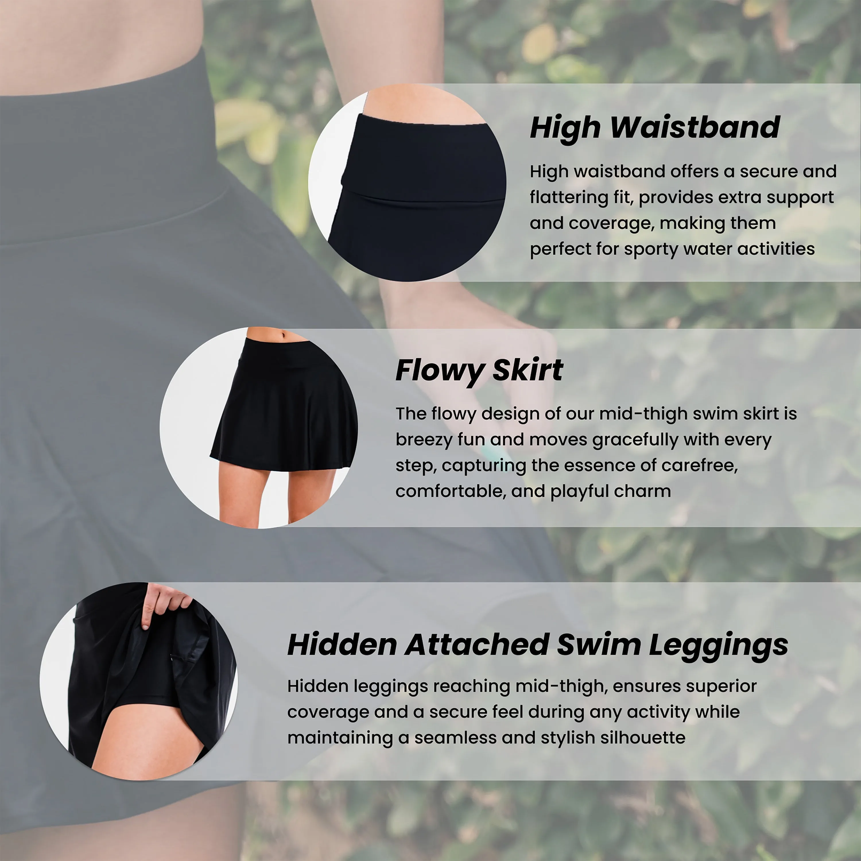 Women's High Waisted Flowy Swim Skirt With Shorts