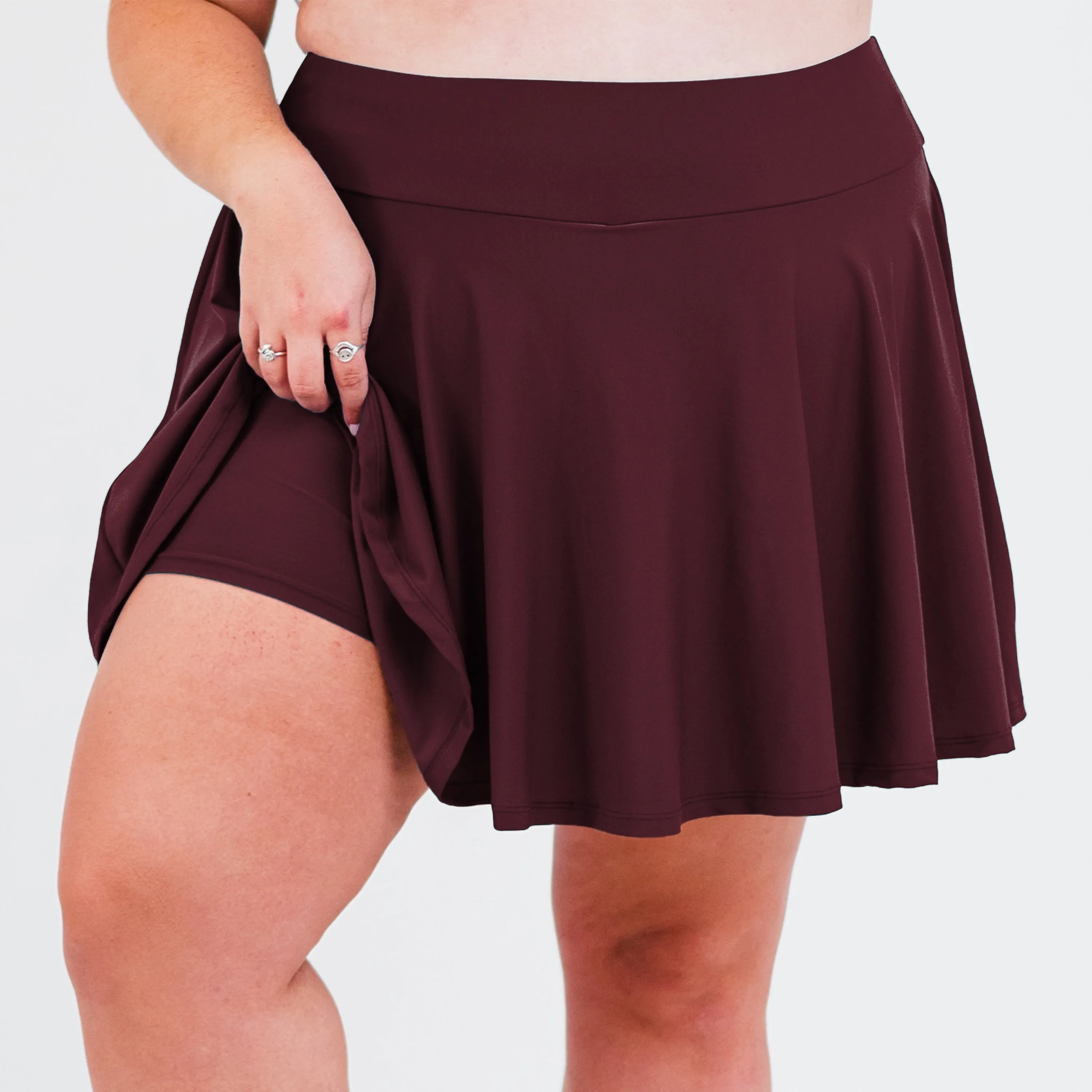 Women's High Waisted Flowy Swim Skirt With Shorts
