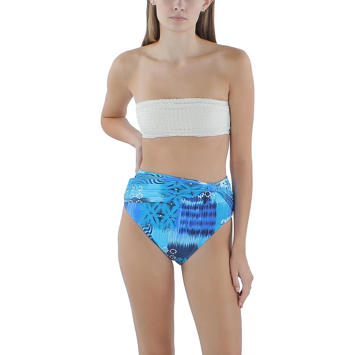 Womens Printed High-Waisted Swim Bottom Separates