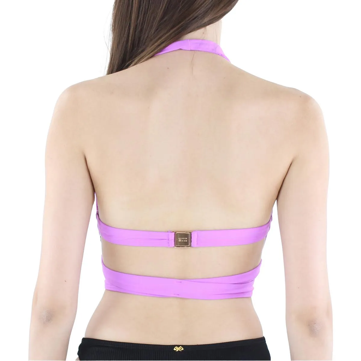 Womens Solid Halter Swim Top Separates