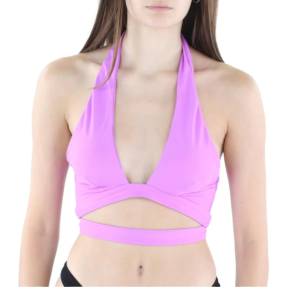 Womens Solid Halter Swim Top Separates