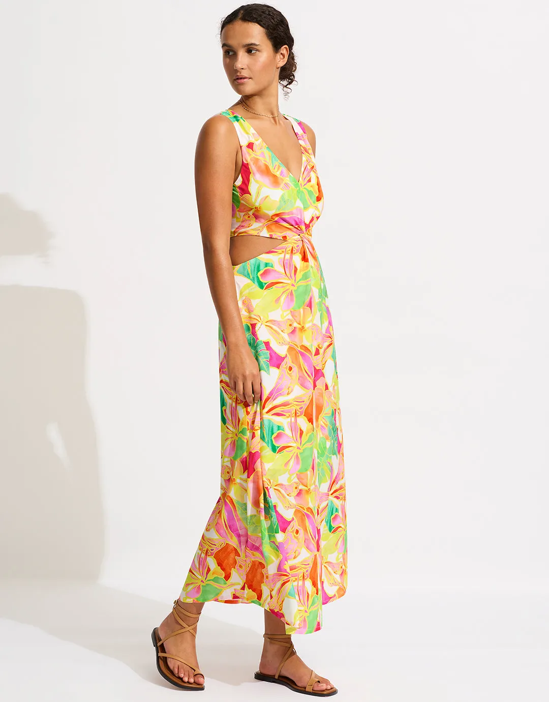 Wonderland Twist Front Maxi Dress - Fuchsia Rose