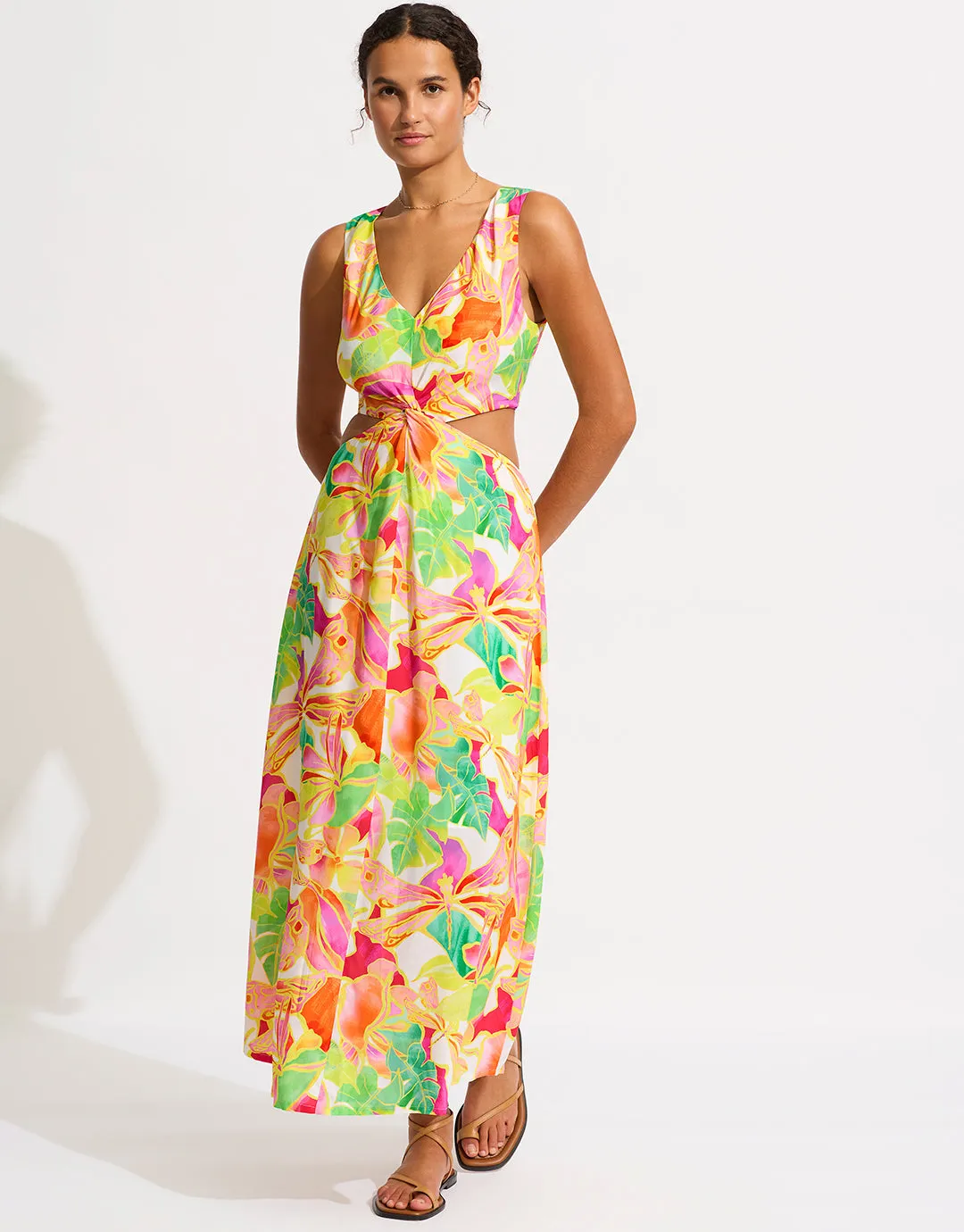 Wonderland Twist Front Maxi Dress - Fuchsia Rose