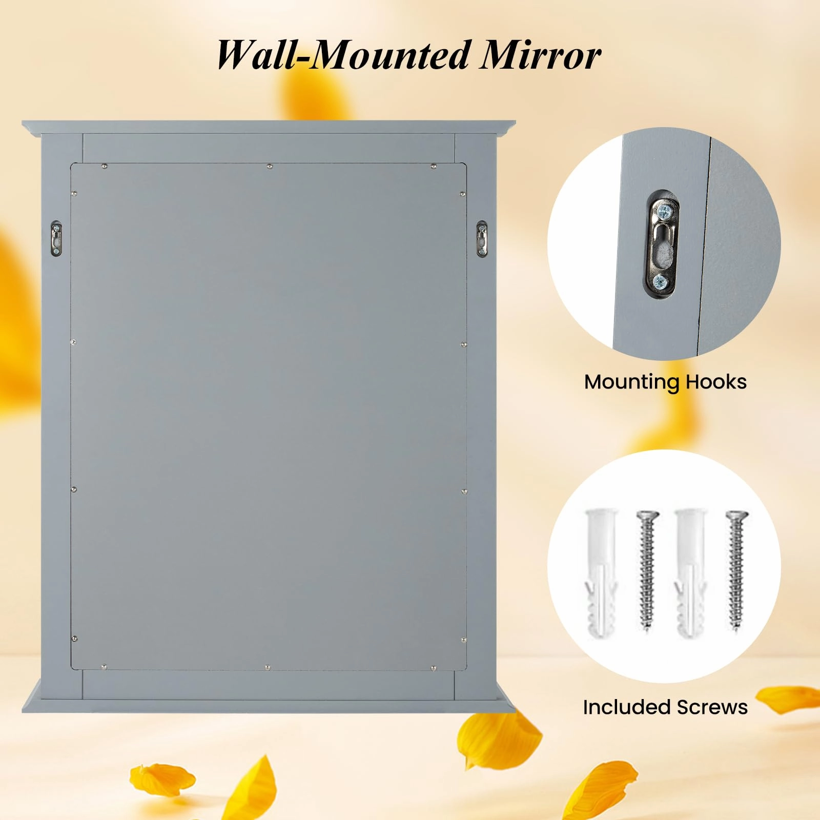 Wooden Frame Modern Rectangular Hanging Vanity Makeup Mirrors for Washroom