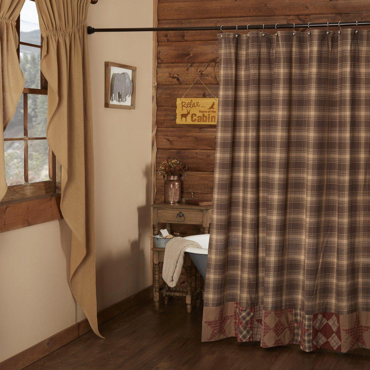 Woodland Brown Star Shower Curtain Lighting,Lamps Fixtures