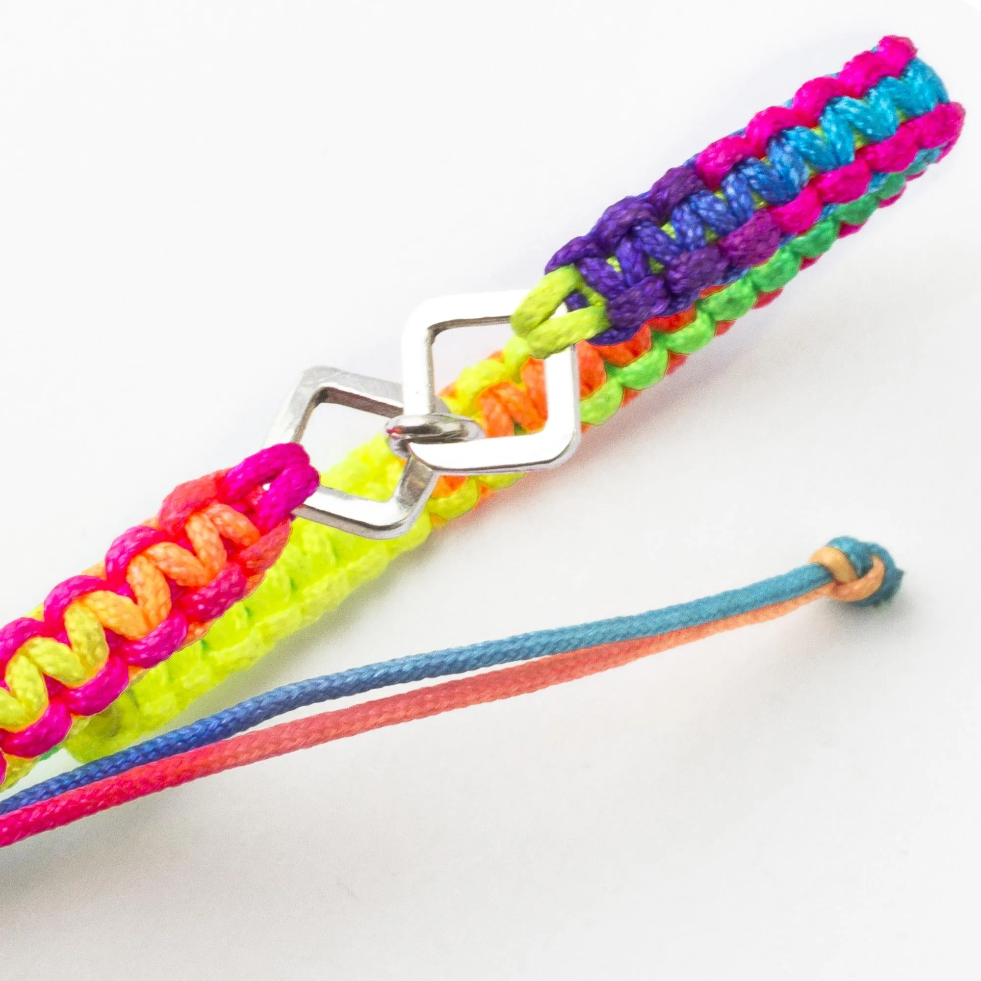 World in Unity Peru Rainbow Macrame Sterling Silver Unity Bracelet