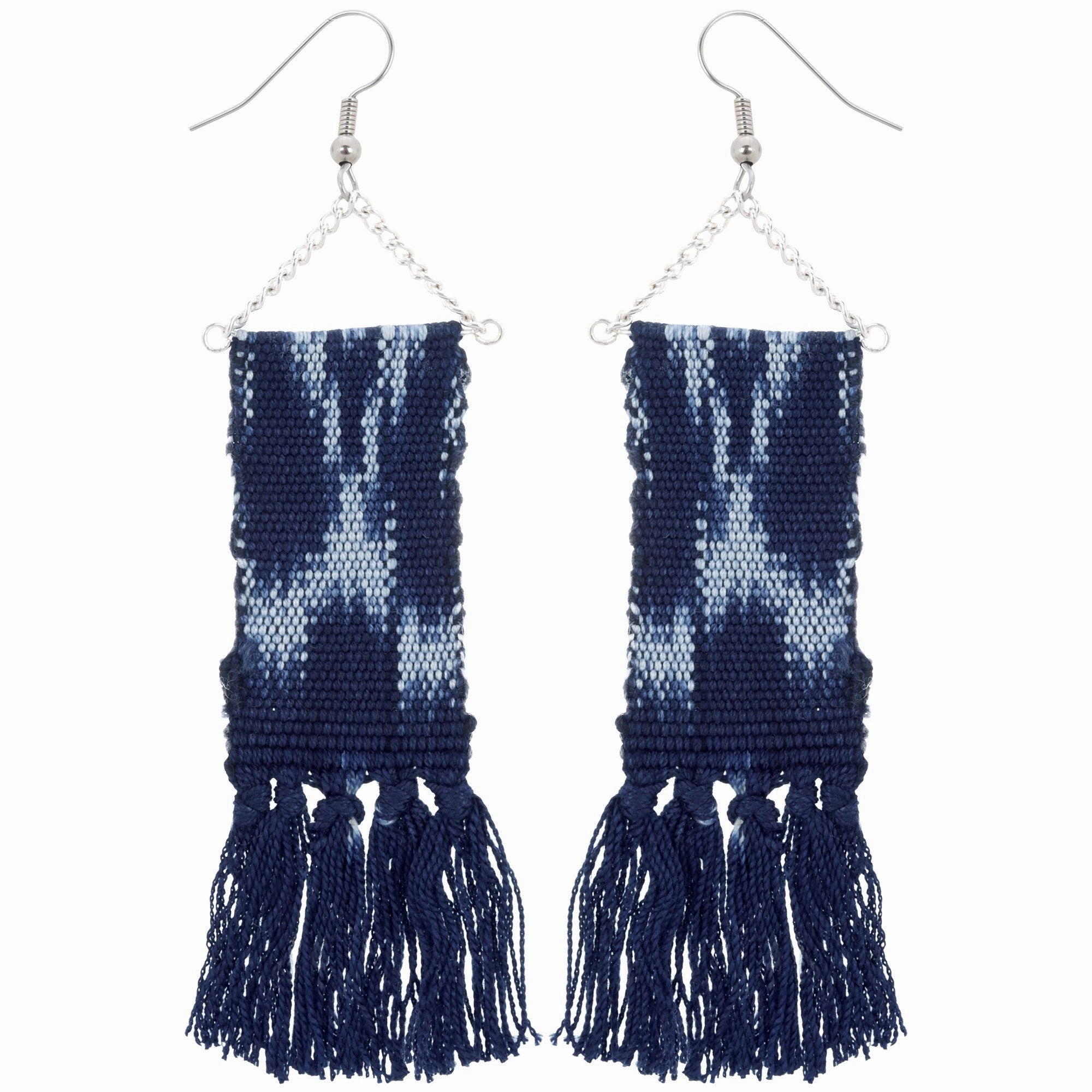 Woven Ikat Fringe Earrings
