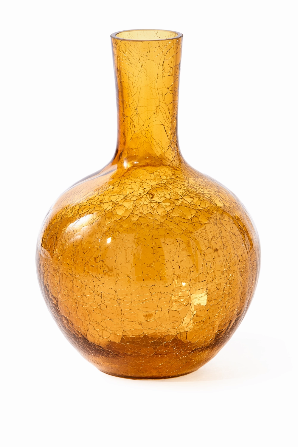 Yellow Crackled Glass Vase | Pols Potten Ball Body Vase,Glass Vase