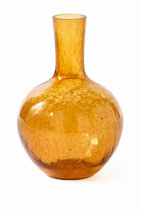 Yellow Crackled Glass Vase | Pols Potten Ball Body Vase,Glass Vase