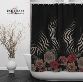 Zebra Rose Animal Print Shower Curtains and Optional Bath Mats Lighting,Lamps Fixtures