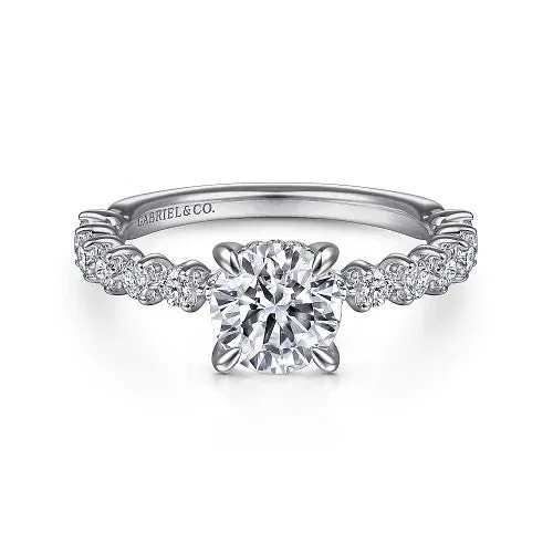 Zelmira - 14K White Gold Round Diamond Engagement Ring (Setting Only)