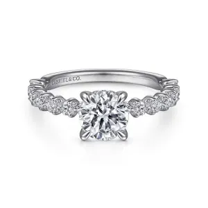 Zelmira - 14K White Gold Round Diamond Engagement Ring (Setting Only)