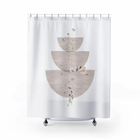 Zen Boho Shower Curtain |  White Sandy Beige | Hanging Floral Bathroom Decor Lighting,Home Lighting